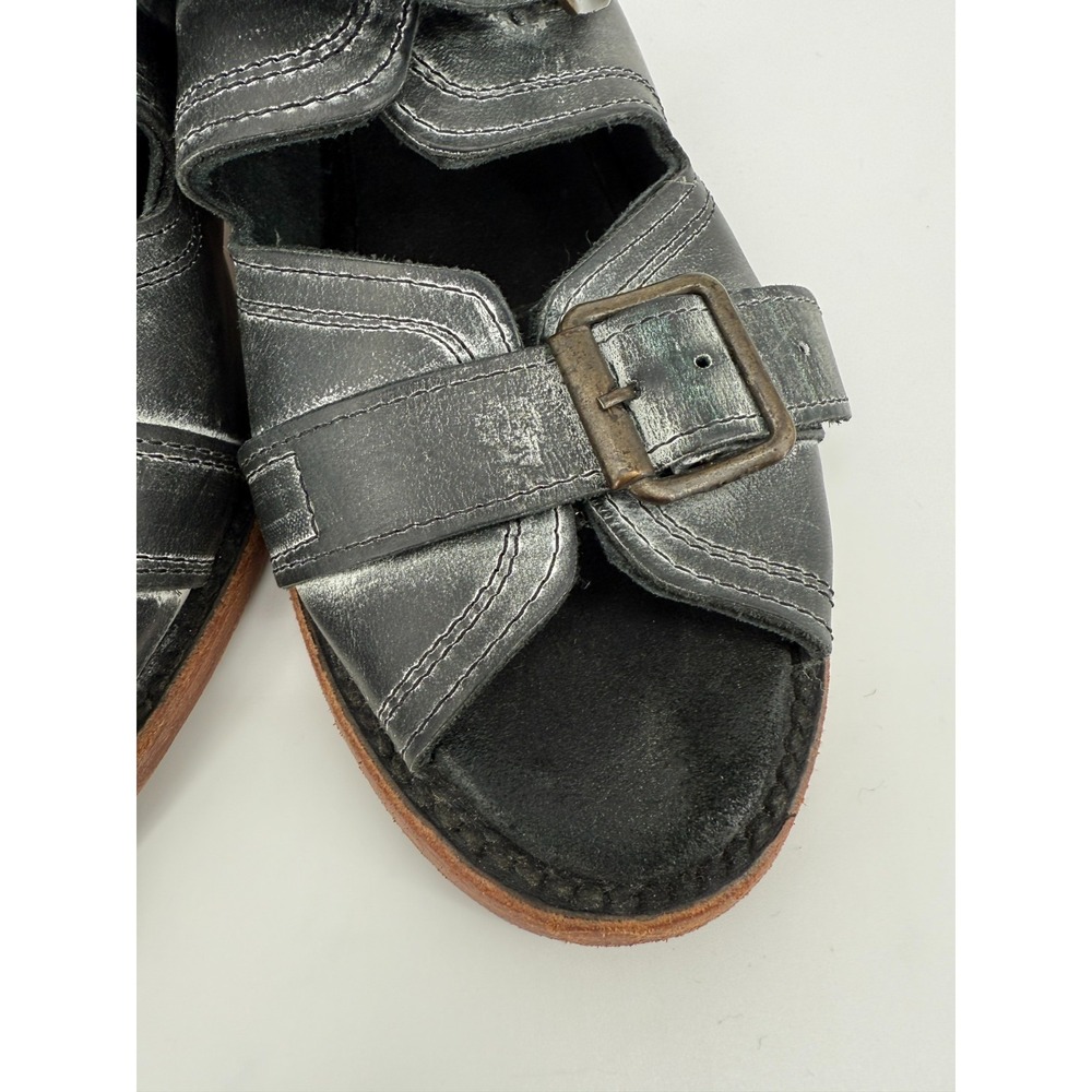 Freebird by Steven Caprice Buckle Sandals Wood Heel Womens 9  Leather Black Boho - Picture 9 of 13